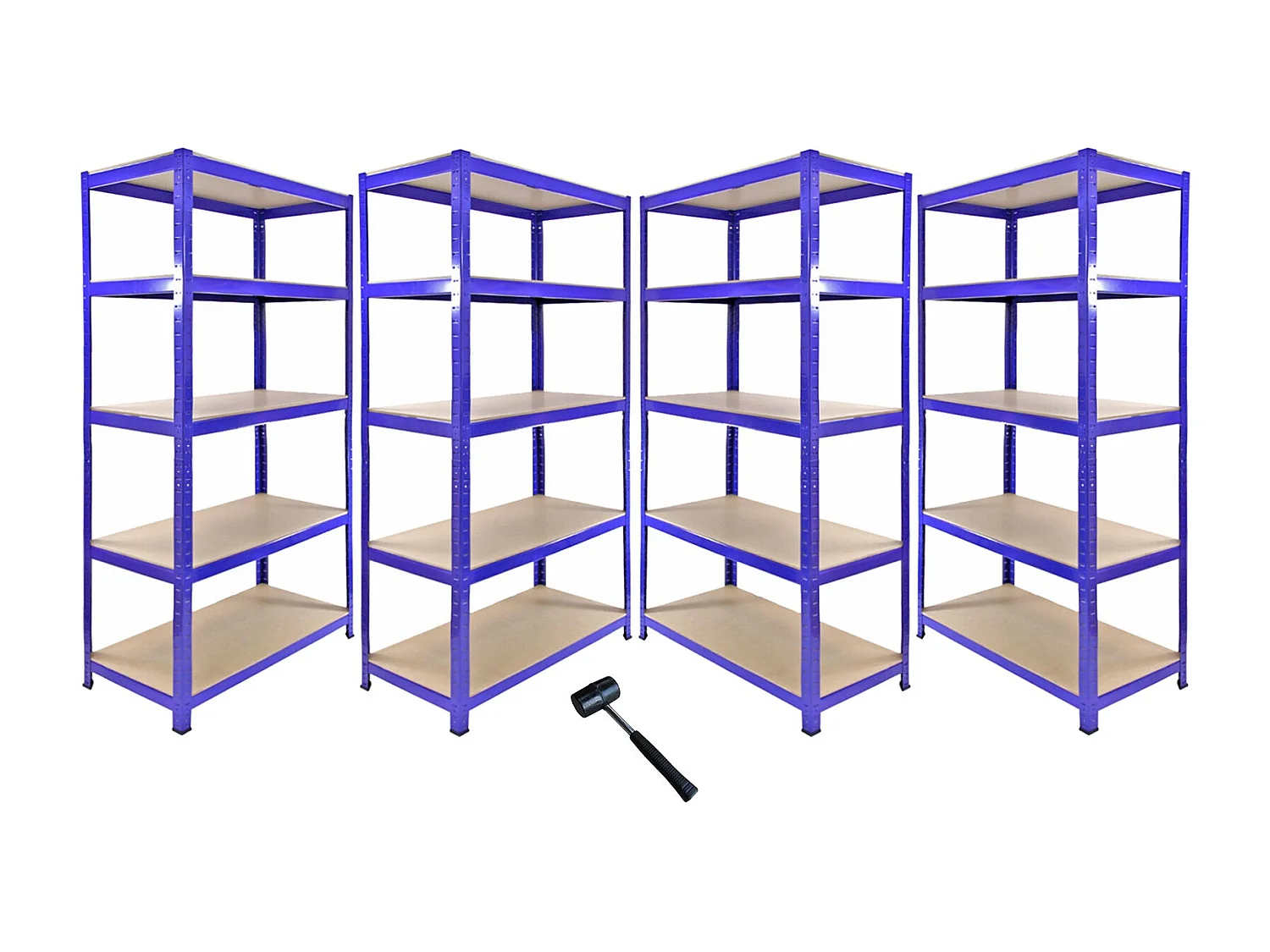 1 Scaffale Ad Angolo & 4 Scaffali T-Rax In Acciaio Senza Bulloni Blu 90cm