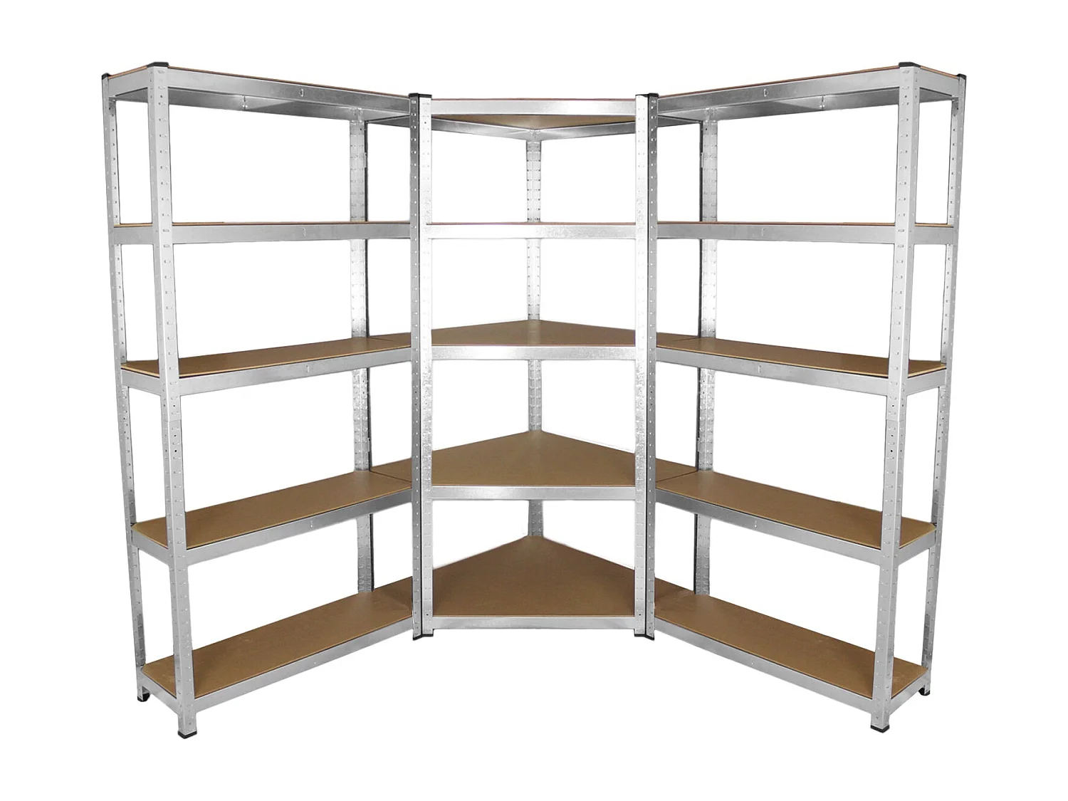 2 Scaffali Galwix 90cm in Acciaio Senza Bulloni & 1 Scaffale ad Angolo Galwix 90cm