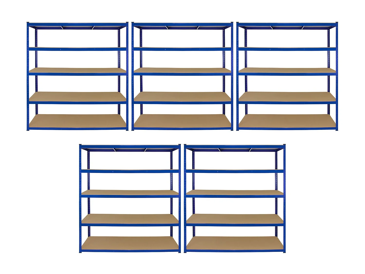 5 Scaffali T-Rax in Acciaio Senza Bulloni Blu 160cm