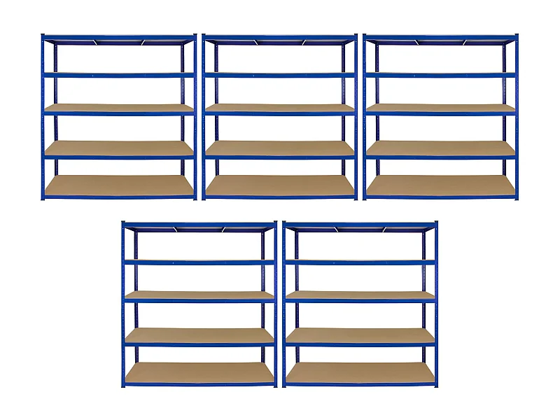 5 Scaffali T-Rax in Acciaio Senza Bulloni Blu 160cm