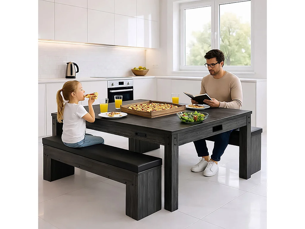 Mesa Multijuego 7 en 1 Billar Ping Pong Air Hockey Ajedrez con Accesorios