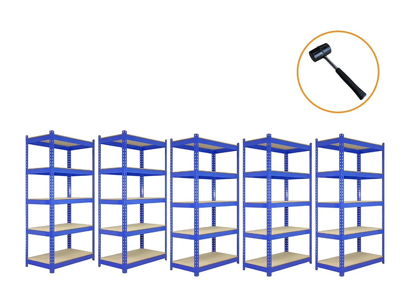 Scaffale da Garage ad Incastro Q-Rax - Blu - 3 Scaffali da 90cm e 2 Scaffali da 120cm - Martello Incluso