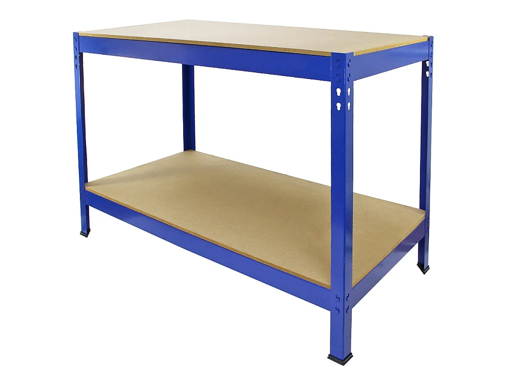 4x T-Rax Lagerregal 90cm Blau & Q-Rax Werkbank 120cm Blau im Set