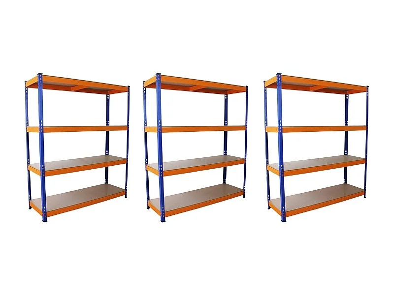 3 Scaffali S-Rax in Acciaio Senza Bulloni Blu e Arancione 150cm