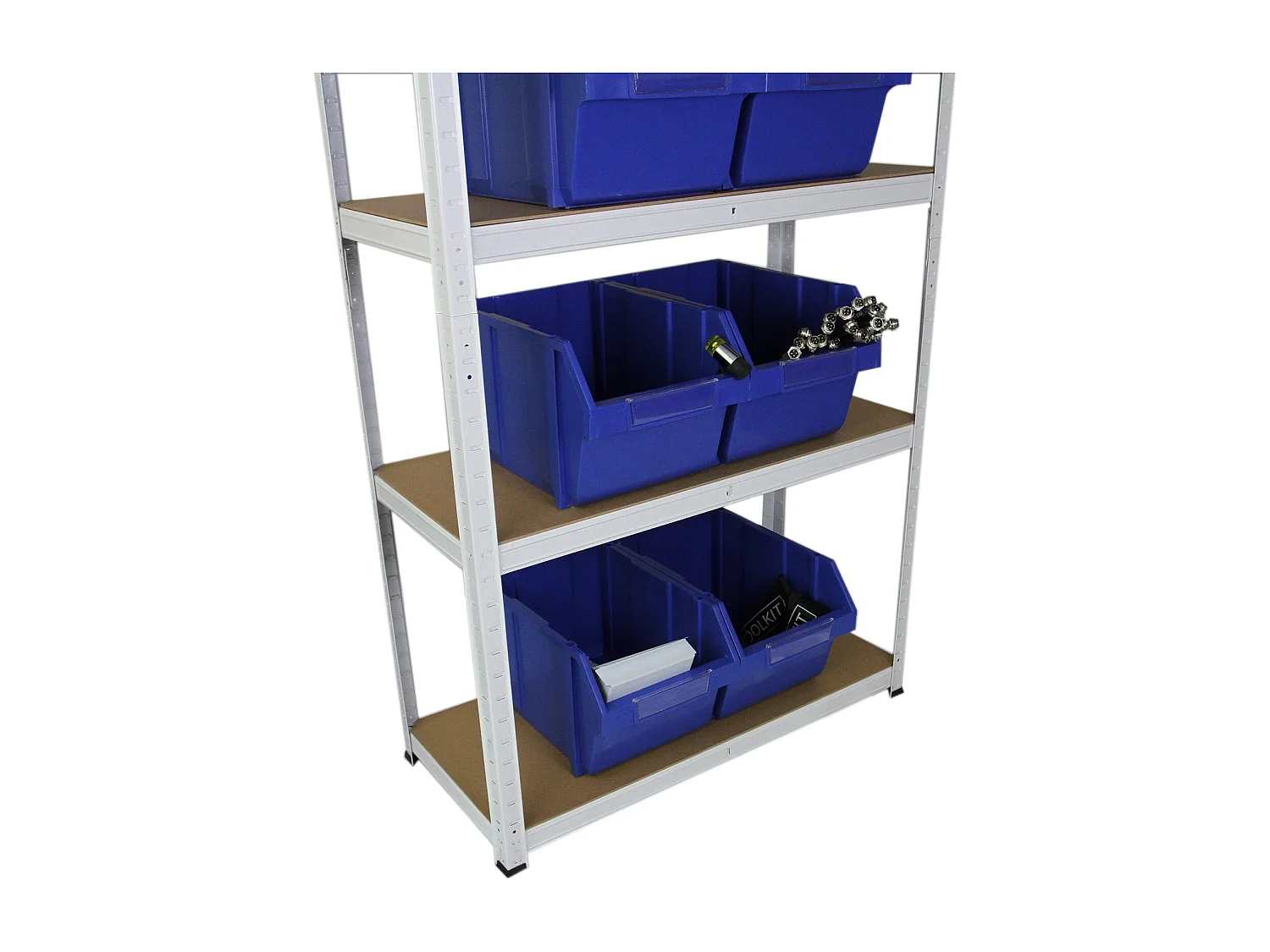 E-Rax Steckregal für die Garage – Weiß – 90 cm x 40 cm – 2-teiliges Set