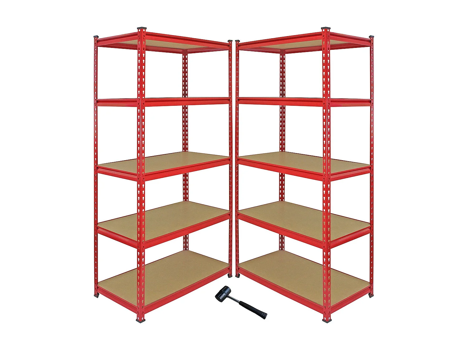 1 Scaffale Ad Angolo e 2 Scaffali Z-Rax In Acciaio Senza Bulloni Rossi 90cm