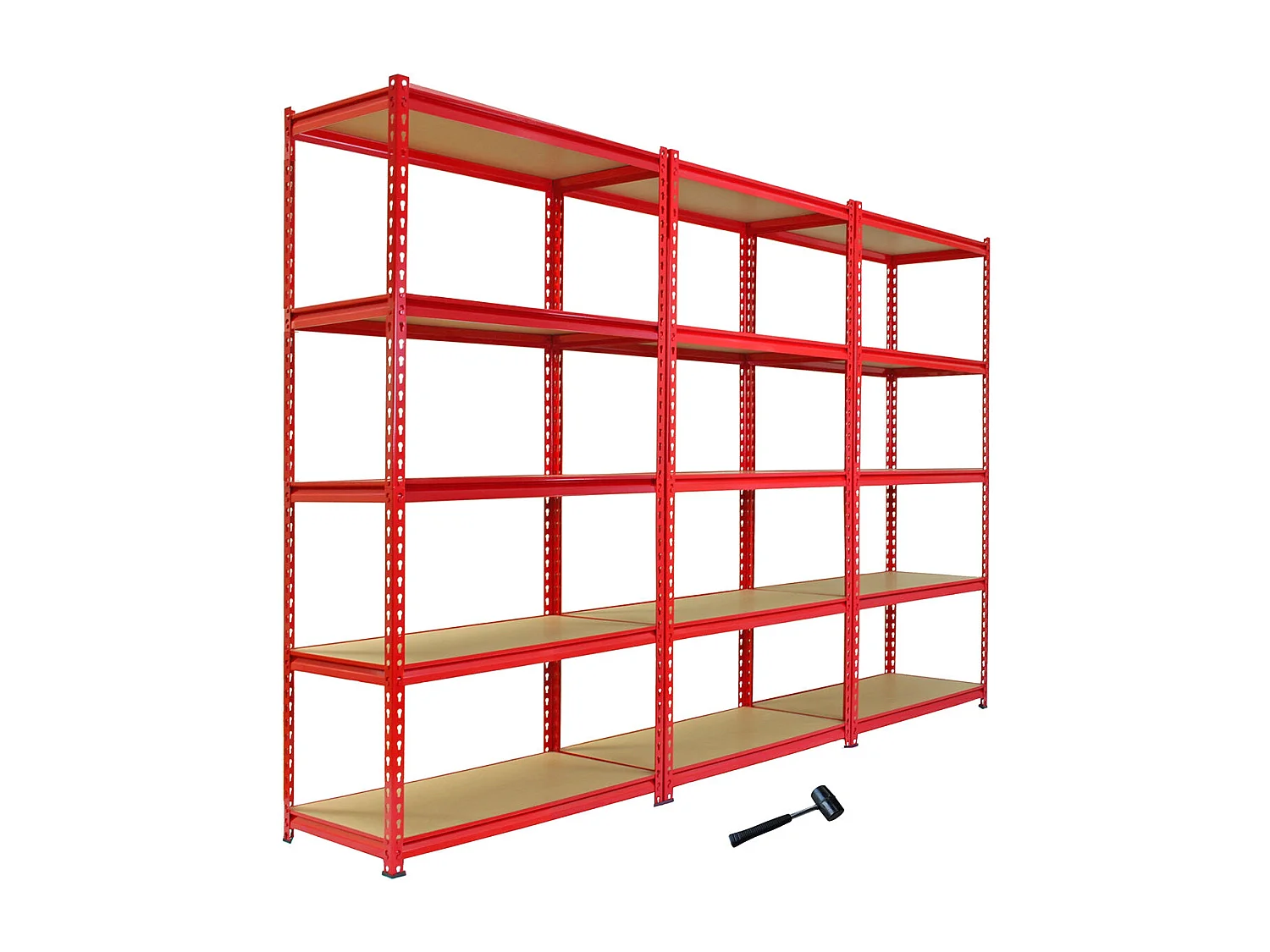 3 Scaffali Z-Rax In Acciaio Senza Bulloni Rossi 90cm