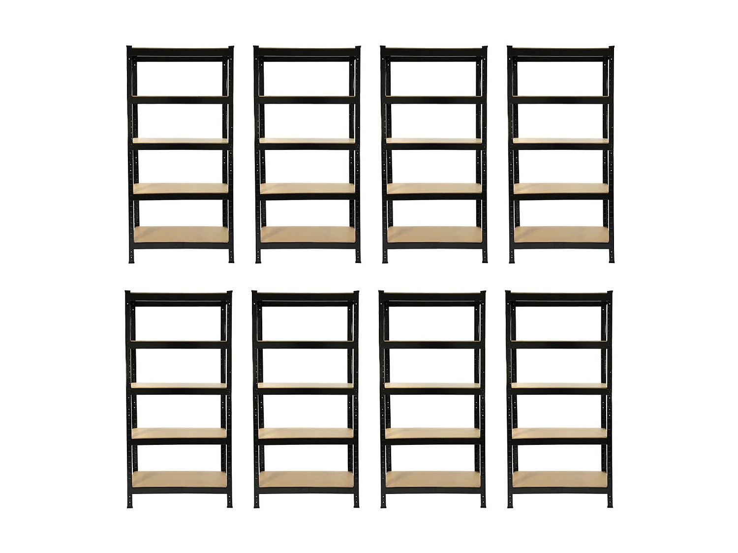 Scaffale da Garage ad Incastro T-Rax - Nero - 75cm x 30cm - 8 Pezzi