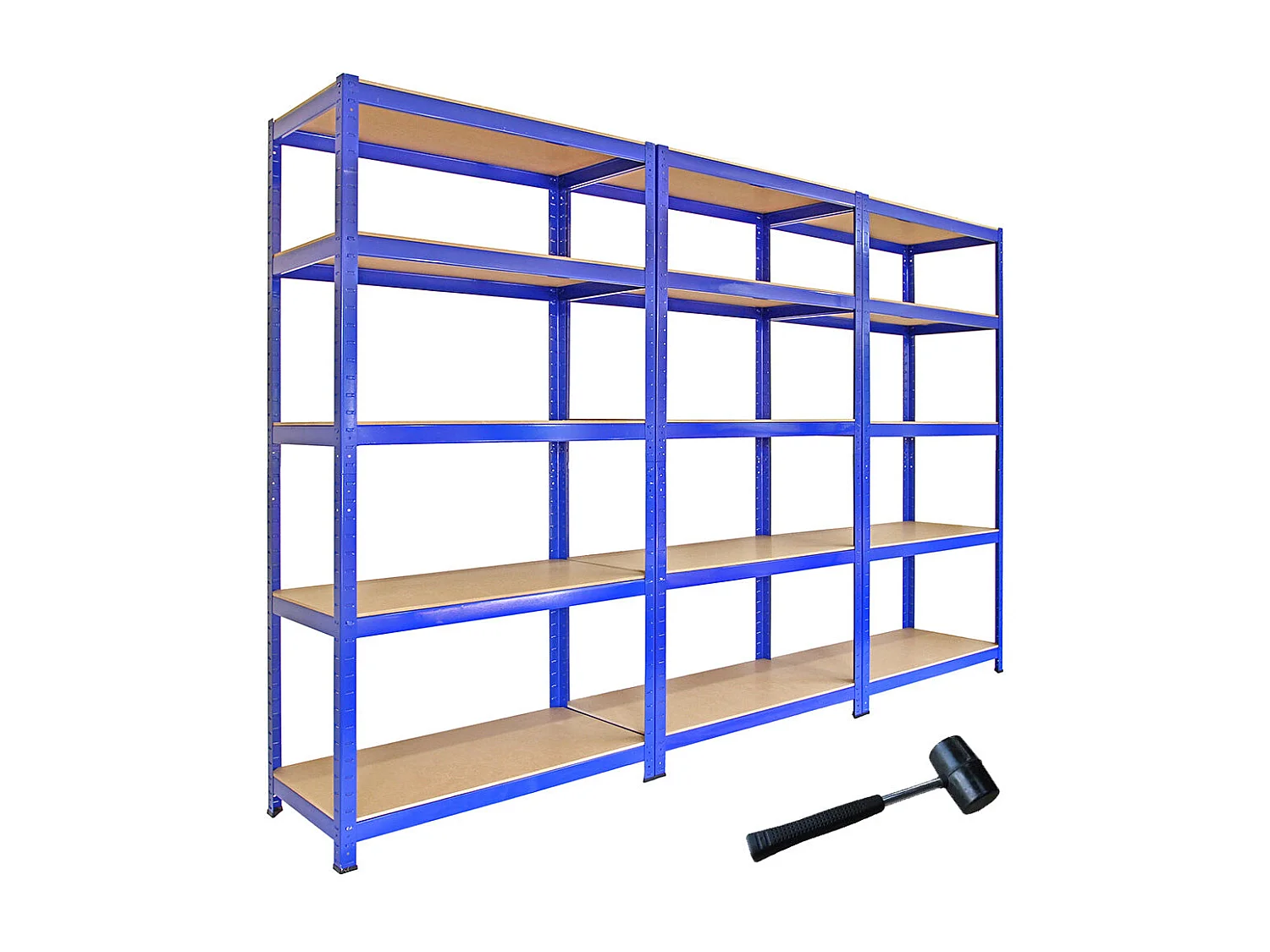 Scaffale da Garage ad Incastro Q-Rax - Blu - 90cm x 50cm - 3 pezzi con Martello