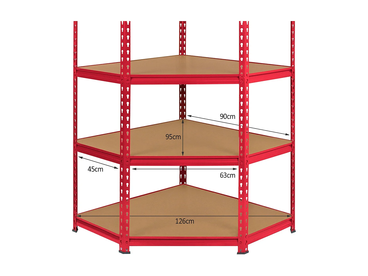 Scaffale ad Angolo Z-Rax In Acciaio Senza Bulloni Rosso 90cm