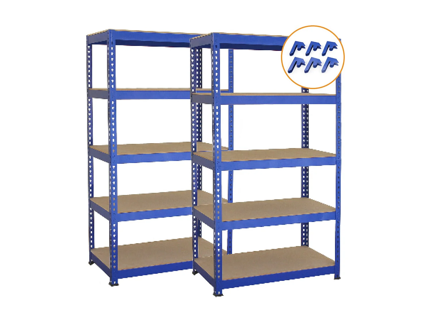 Scaffale da Garage ad Incastro T-Rax - Blu - 75cm x 30cm - 2 Pezzi con Connettori Gratis