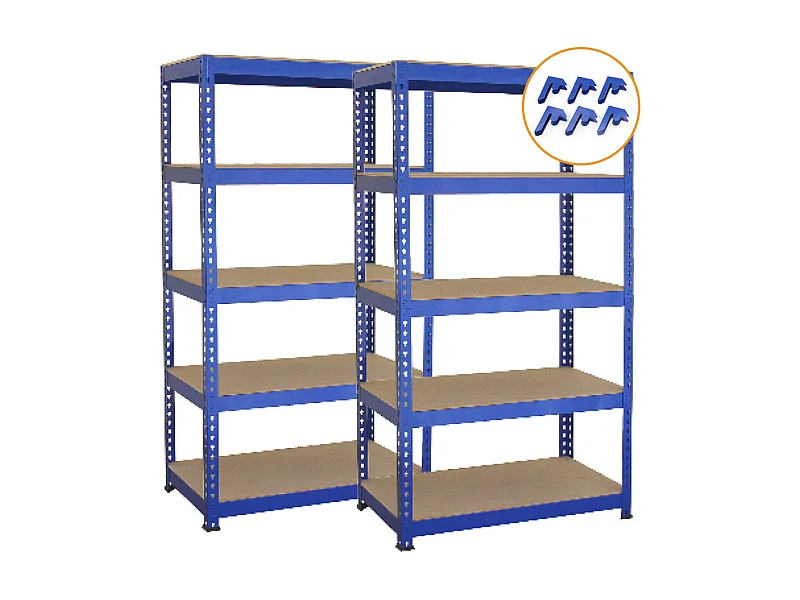 Scaffale da Garage ad Incastro T-Rax - Blu - 75cm x 30cm - 2 Pezzi con Connettori Gratis