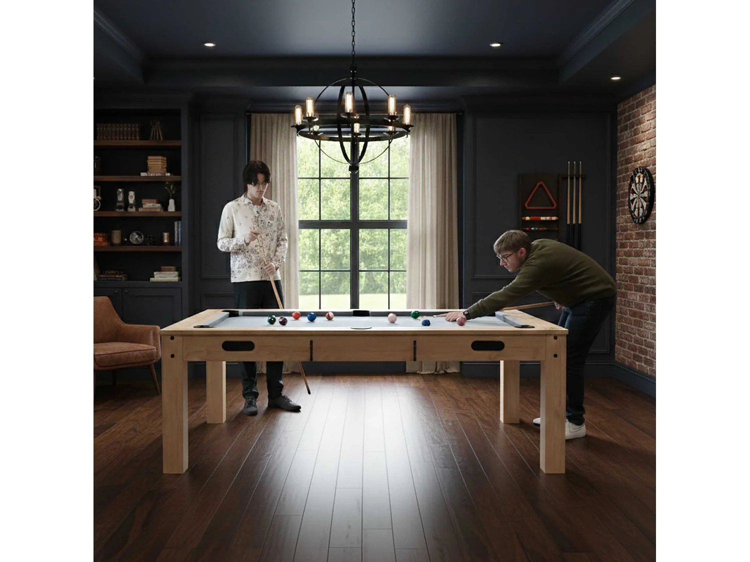 Mesa Multijuego 7 en 1 Billar Ping Pong Air Hockey Ajedrez con Accesorios