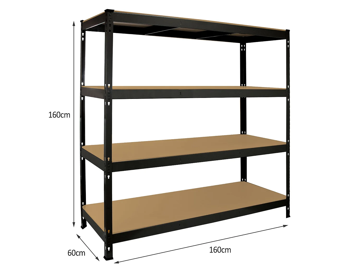 Monster Racking Schwerlastregal Lagerregal 160cm x 160cm x 60cm - Schwarz