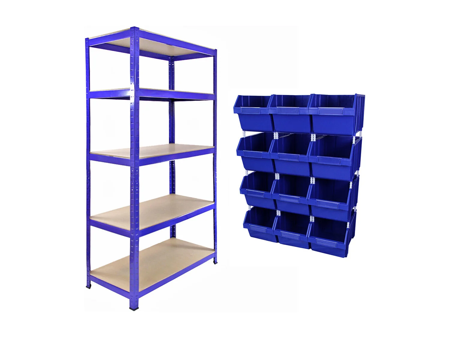 Scaffale T-RAX In Acciaio Senza Bulloni da 90cm con 12 Contenitori a Bocca di Lupo