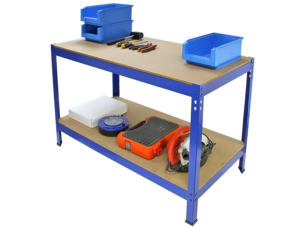 Établi de Travail Q-RAX Bleu 100cm Capacité 400KG Rangement Garage Atelier