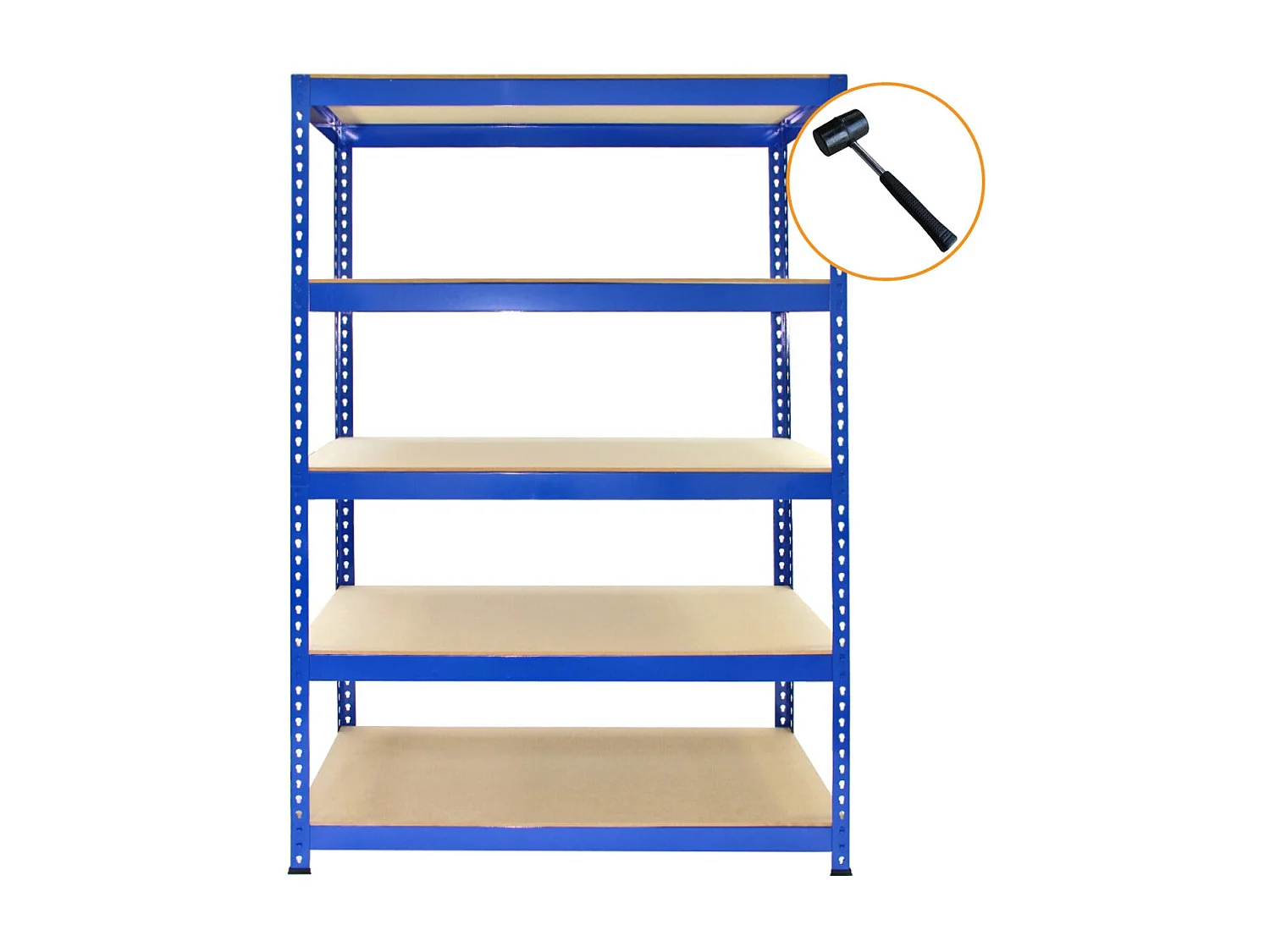 Scaffale da Garage ad Incastro Q-Rax - Blu - 120cm x 50cm con Martello