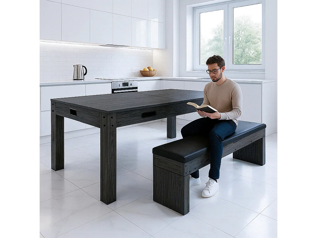 Tavolo Multigioco 7-in-1 213 cm (7ft) Grigio con Panca Contenitore