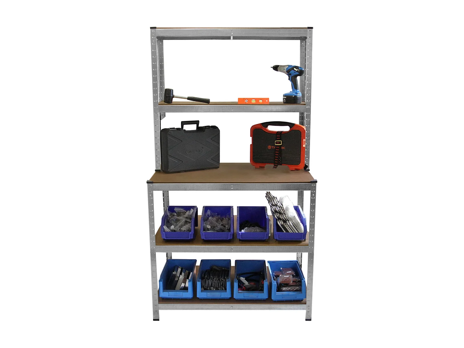 Banco da Lavoro con Scaffale Galvanizzato ad Incastro Galwix