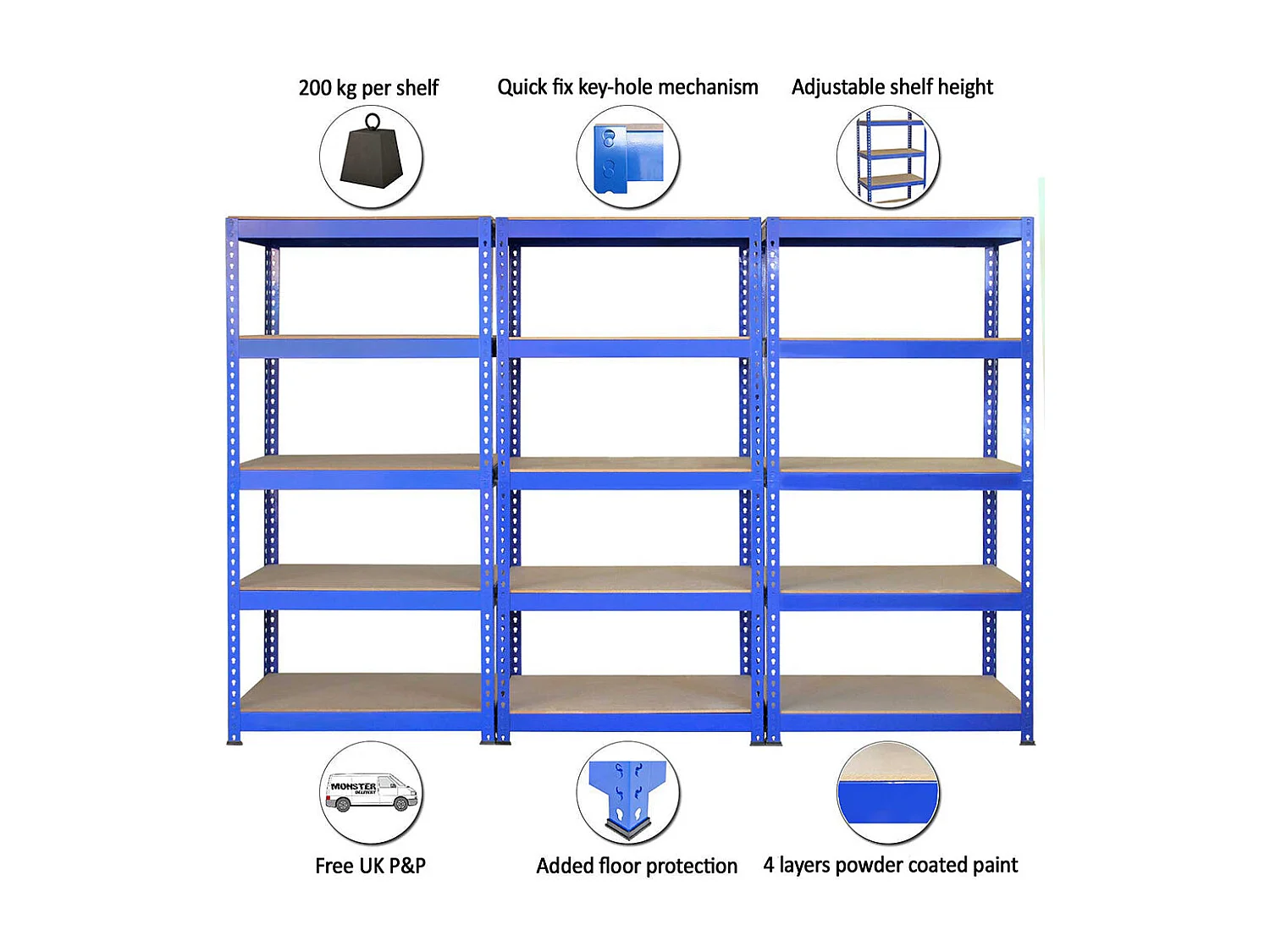 Scaffale da Garage ad Incastro Q-Rax - Blu - 90cm x 50cm