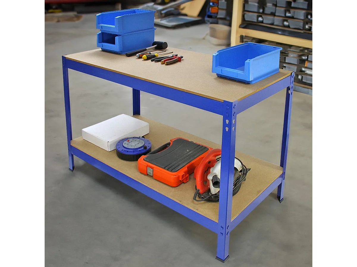 Banco da Lavoro Q-Rax In Acciaio Senza Bulloni Blu 120cm