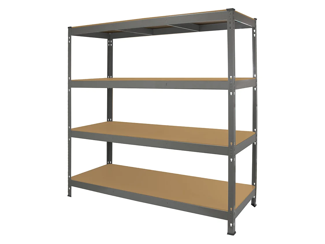 Rayonnage Q-Rax en Acier Gris 4 Niveaux sans boulons pour garage et entrepôt