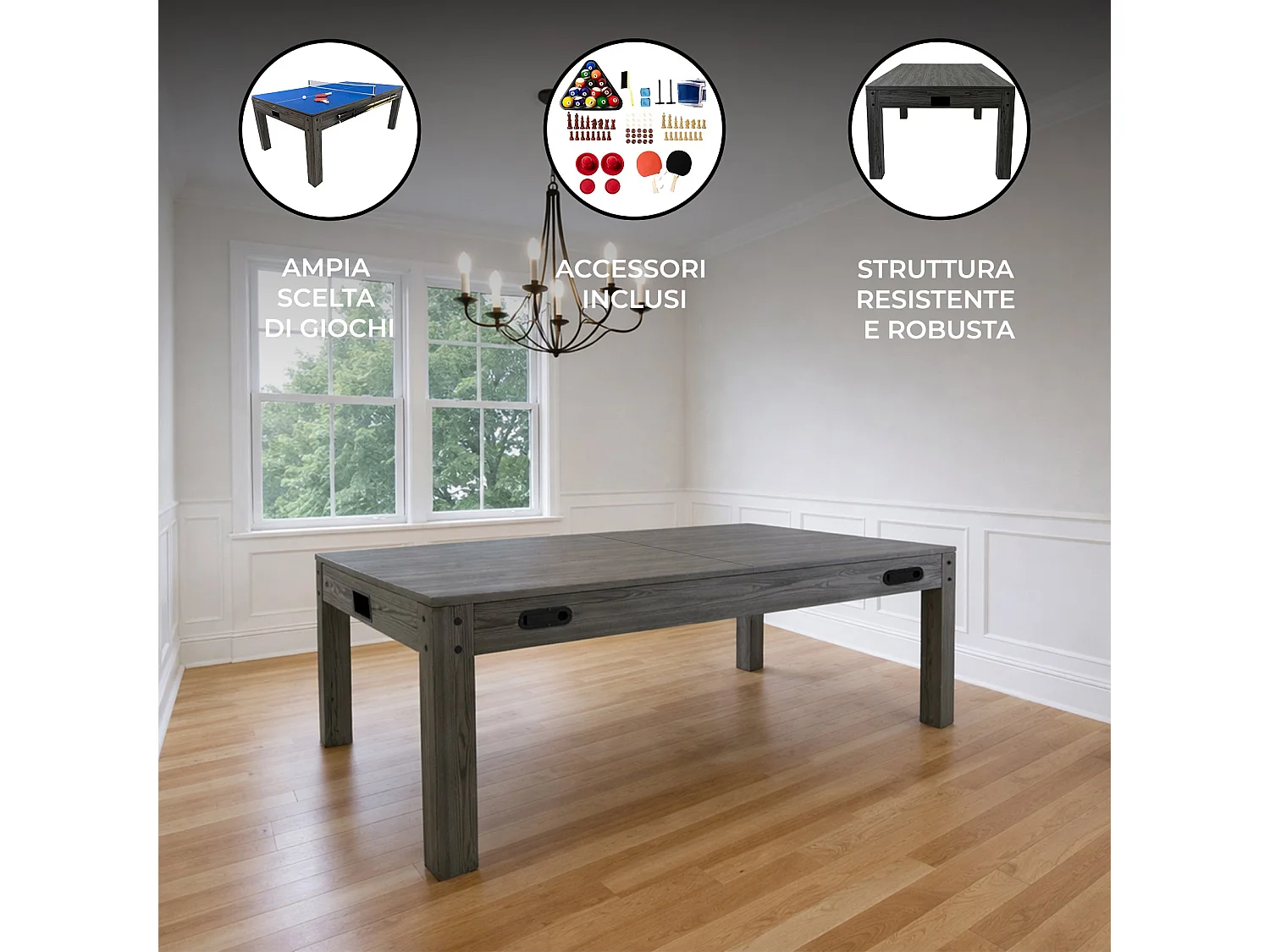 Mesa Multijuego 7 en 1 Billar Ping Pong Air Hockey Ajedrez con Accesorios