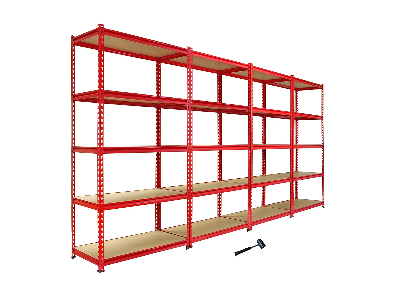 1 Scaffale Ad Angolo & 4 Scaffali Z-Rax In Acciaio Senza Bulloni Rossi 90cm