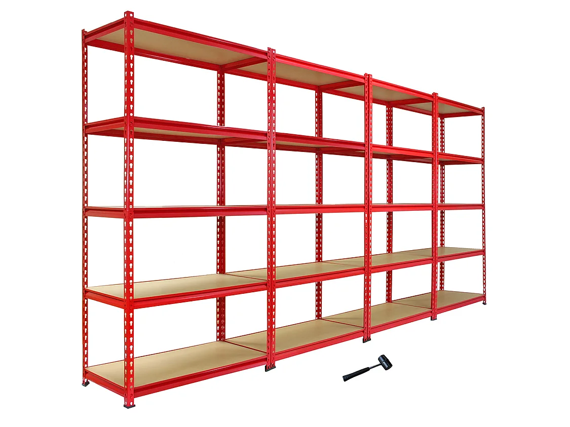 Monster Racking - 1 Rayonnage d'Angle Z-Rax Rouge et 4 Rayonnages Z-Rax Rouges 90cm x 45cm x 183cm