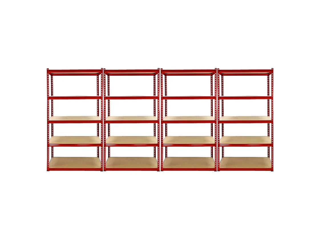 Monster Racking - 1 Rayonnage d'Angle Z-Rax Rouge et 4 Rayonnages Z-Rax Rouges 90cm x 45cm x 183cm