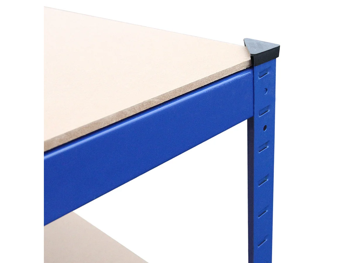 Scaffale da Garage ad Incastro T-Rax - Blu - 5 x 75cm - 2 x 90cm - 1 x Banco da Lavoro Q-Rax e Martello