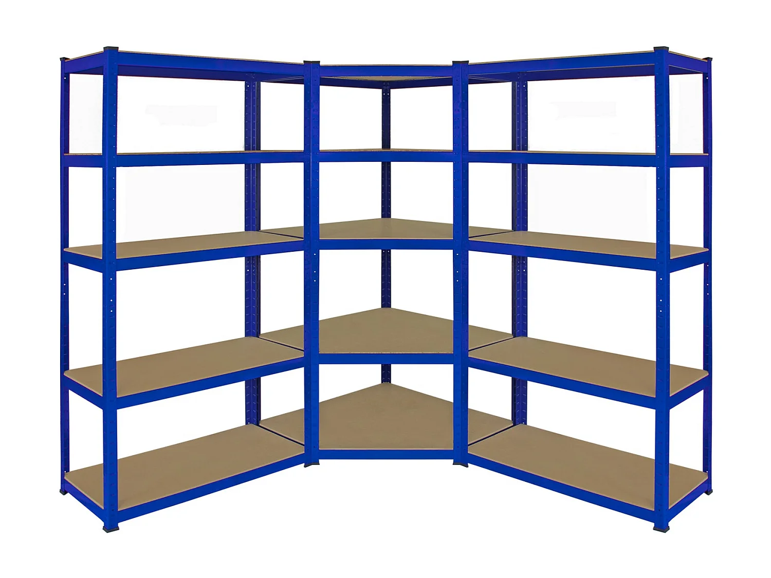 1 Scaffale Ad Angolo & 2 Scaffali T-Rax In Acciaio Senza Bulloni Blu 90cm