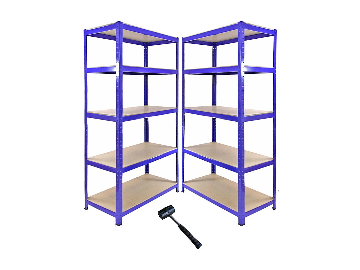 1 Scaffale Ad Angolo & 2 Scaffali T-Rax In Acciaio Senza Bulloni Blu 90cm