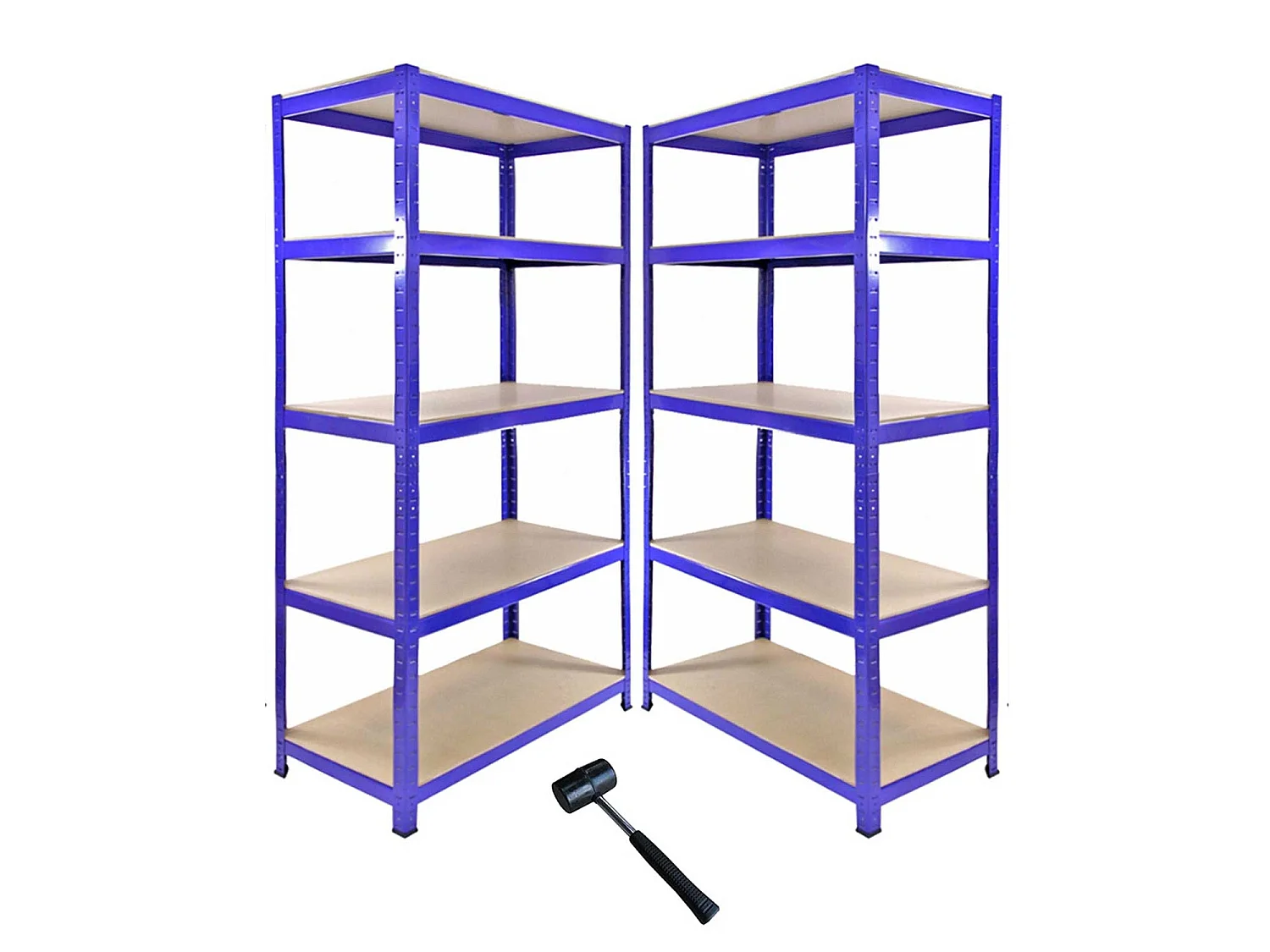 Rohový regál Monster Racking T-Rax a 2 x 90 cm úložné priestory do garáže, modrý