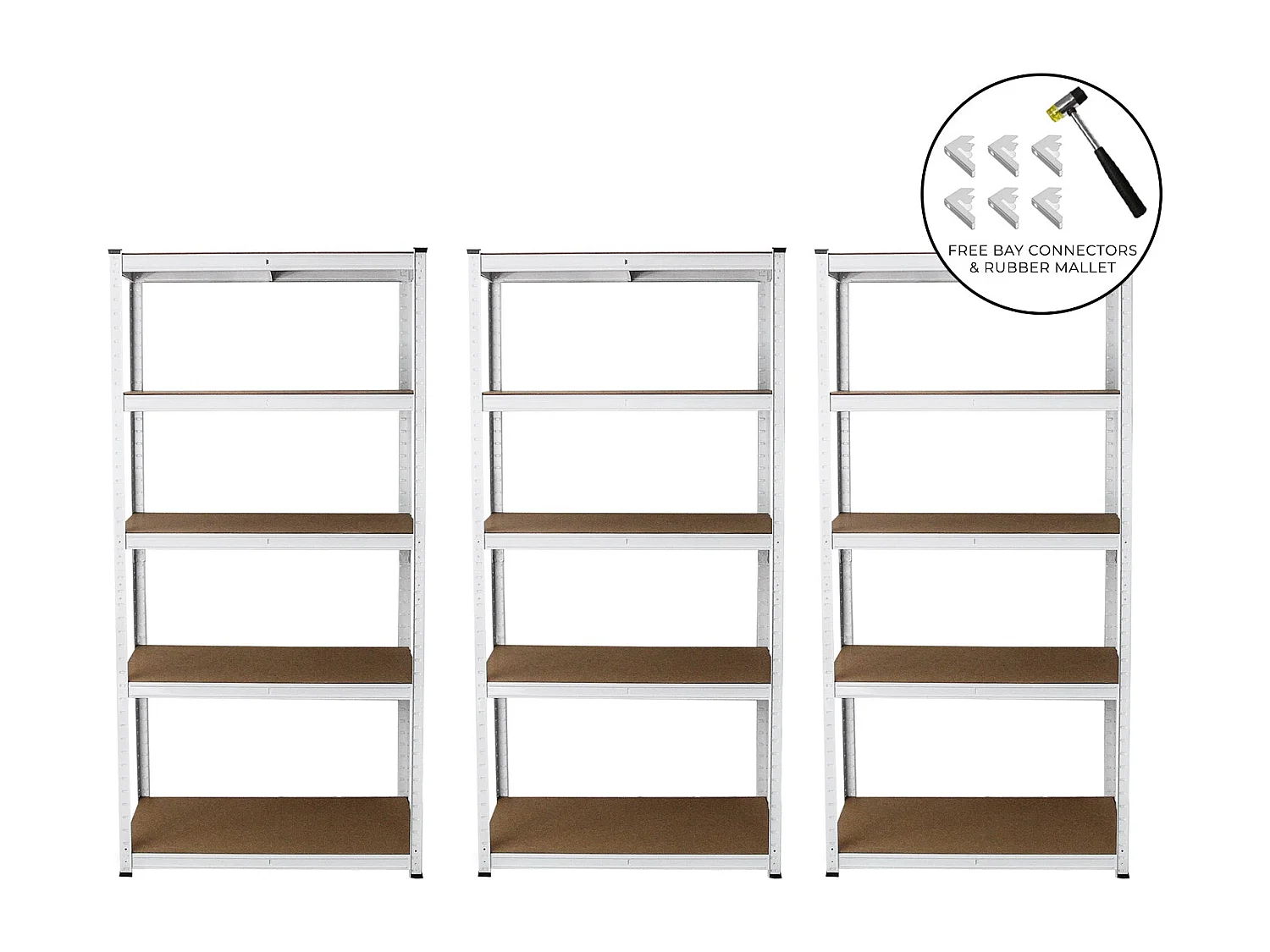 Scaffale da Garage ad Incastro E-Rax - Bianco - 90cm x 40cm - 3 Pezzi