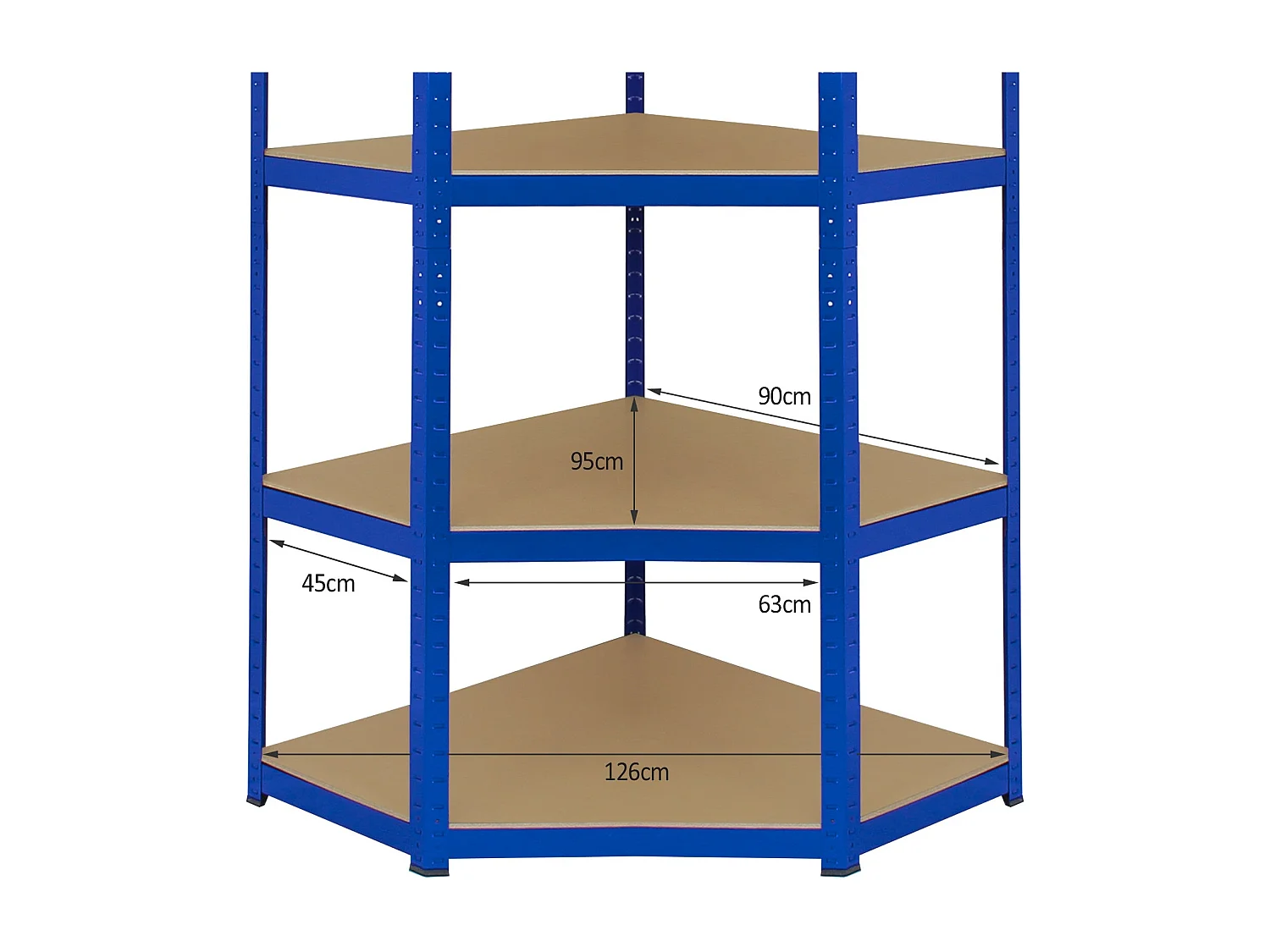 Scaffale Ad Angolo T-Rax In Acciaio Senza Bulloni Blu 90cm