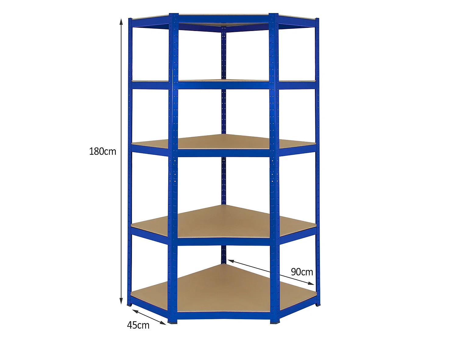 Rohový úložný regál Monster Racking T-Rax, modrý, šírka 90 cm