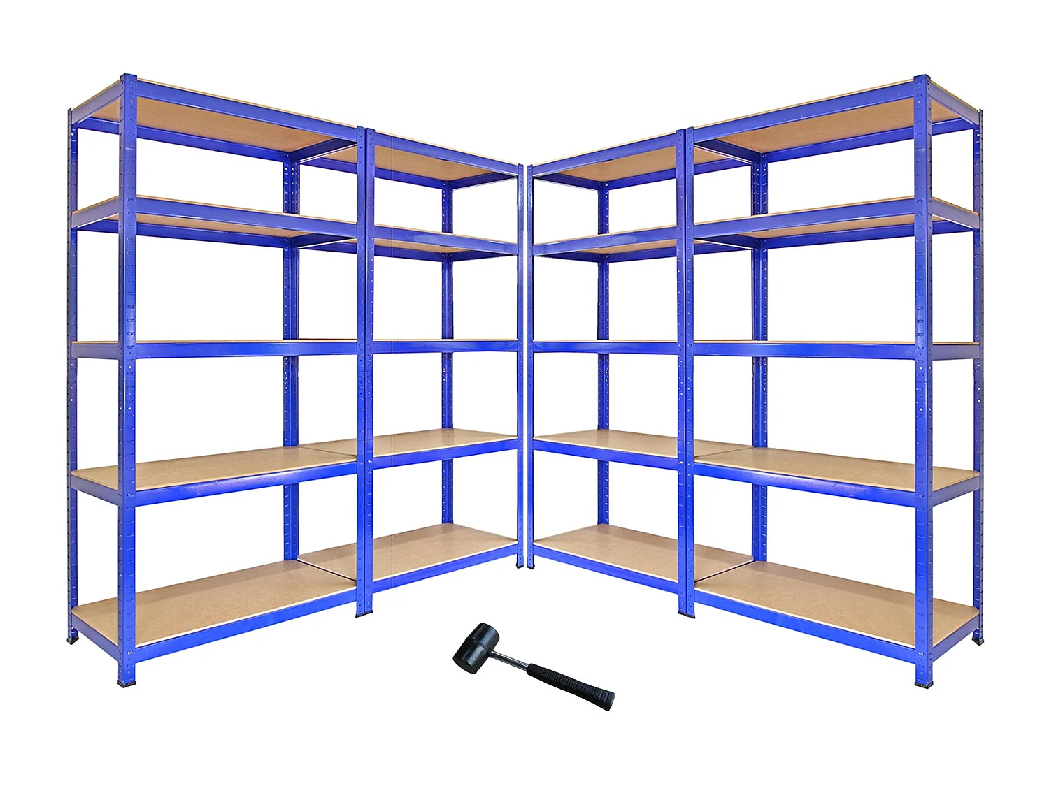 Scaffale da Garage ad Incastro Q-Rax - Blu - 90cm x 50cm - 4 pezzi con Martello