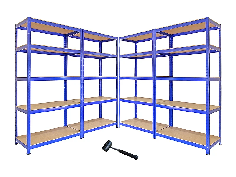 Scaffale da Garage ad Incastro Q-Rax - Blu - 90cm x 50cm - 4 pezzi con Martello