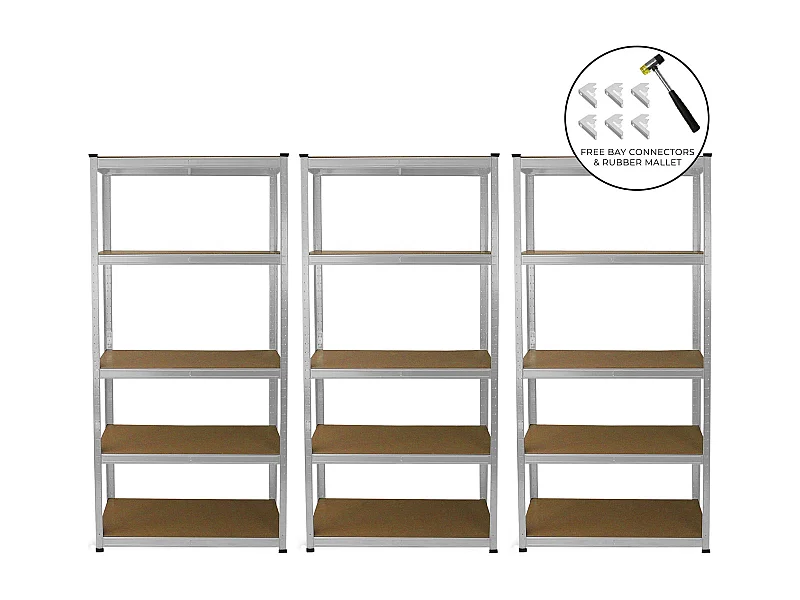 3 Scaffali E-Rax in Acciaio Galvanizzato Senza Bulloni per Magazzino e Garage