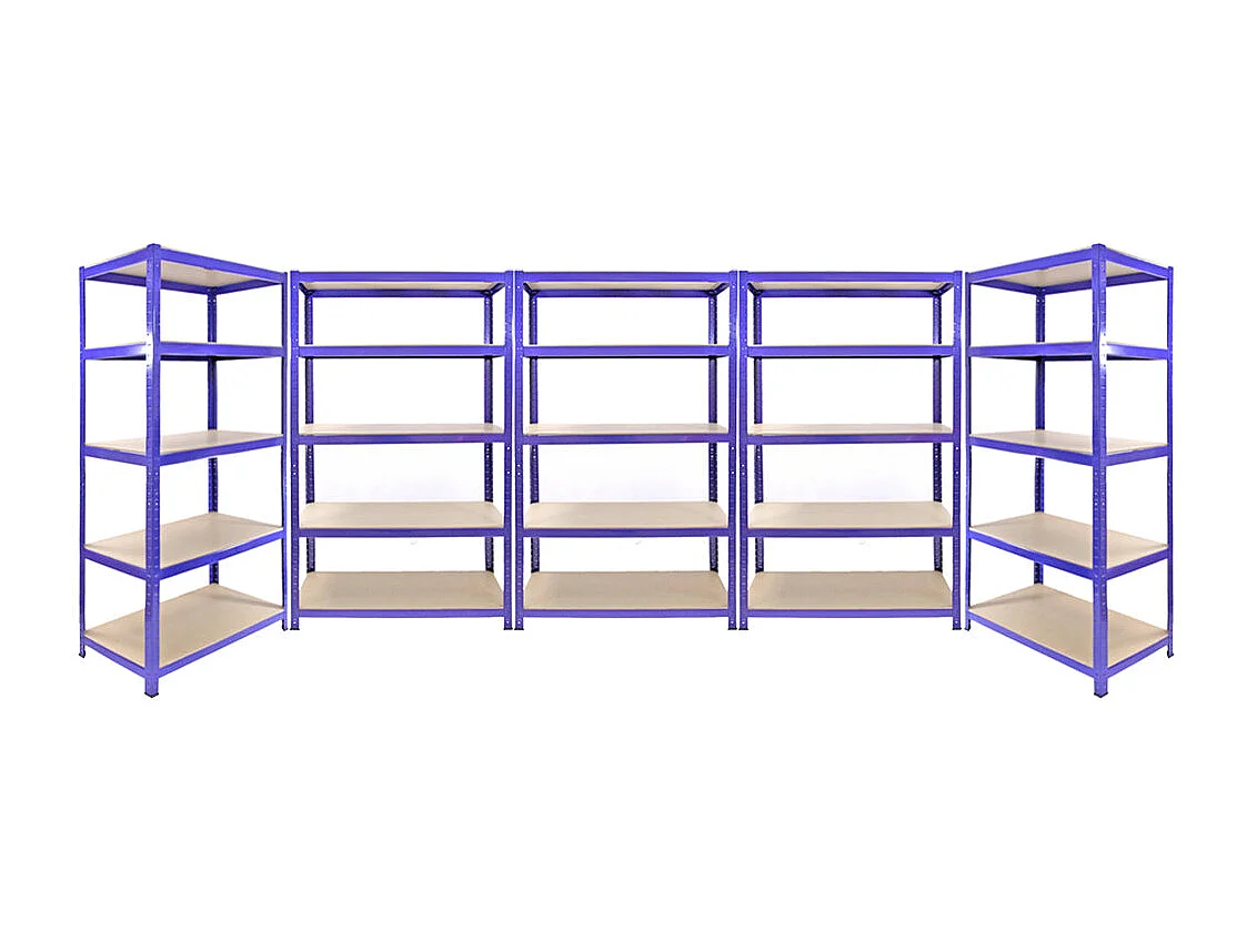 Scaffale da Garage ad Incastro Q-Rax - Blu - 2 Scaffali da 90cm e 3 Scaffali da 120cm