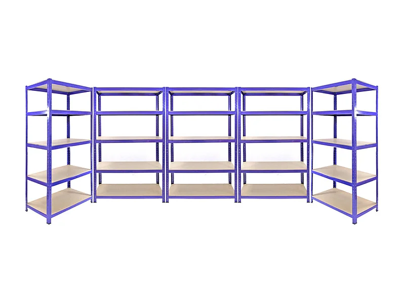 Scaffale da Garage ad Incastro Q-Rax - Blu - 2 Scaffali da 90cm e 3 Scaffali da 120cm