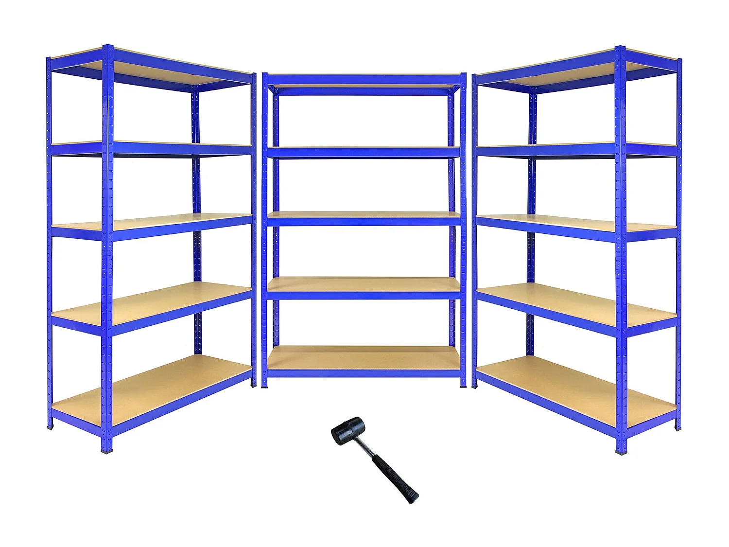3 Scaffali T-Rax In Acciaio Senza Bulloni Blu 120cm