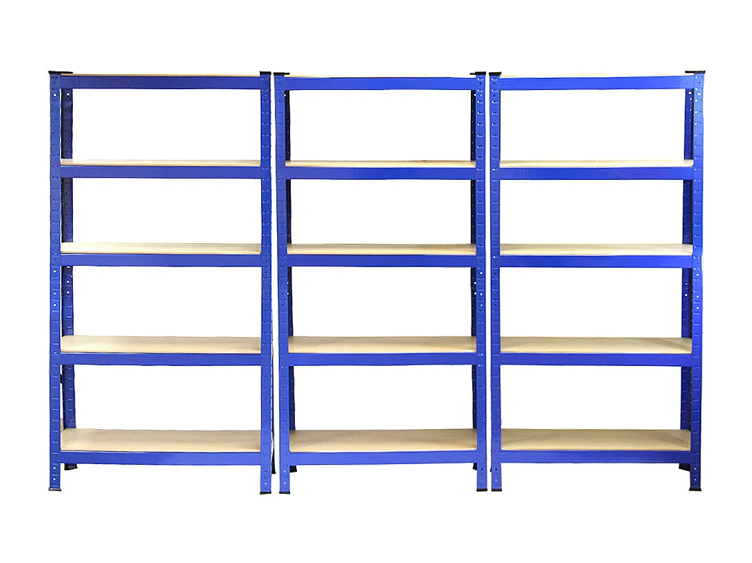 3 Scaffali T-Rax In Acciaio Senza Bulloni Blu 75cm