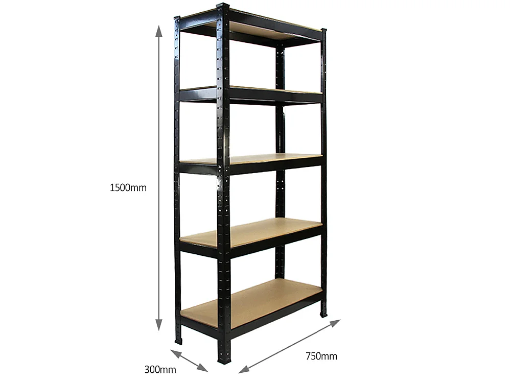 T-Rax Steckregal für die Garage - Schwarz - 75 cm x 30 cm - 2 Stück