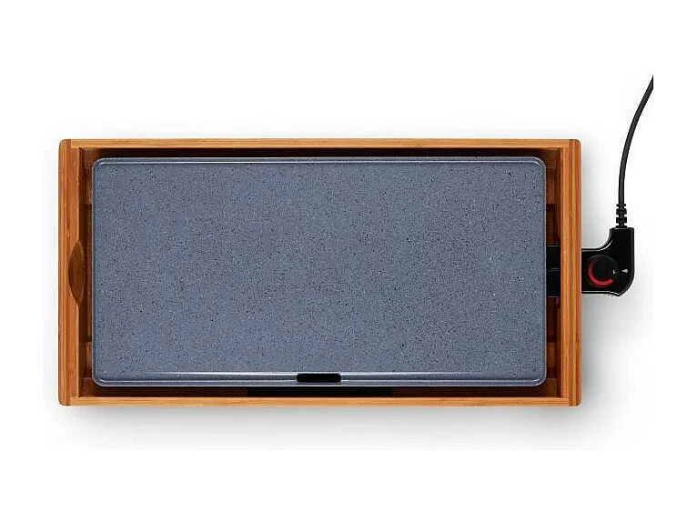 Plancha eléctrica de bambú LIVOO DOC322 2200W, placa desmontable de fundición de aluminio con recubrimiento cerámico, termostato regulable