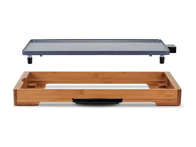 Plancha eléctrica de bambú LIVOO DOC322 2200W, placa desmontable de fundición de aluminio con recubrimiento cerámico, termostato regulable