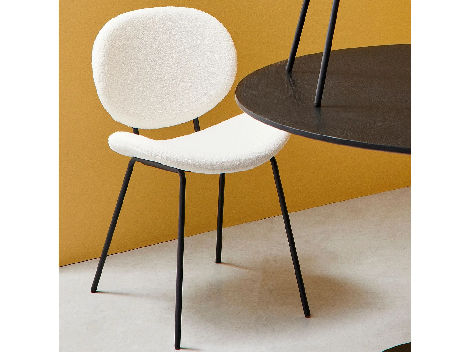 Chaises de salle à manger design en tissu bouclette (lot de 2) - KIM