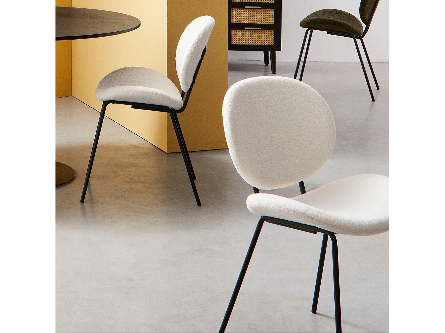 Chaises de salle à manger design en tissu bouclette (lot de 2) - KIM