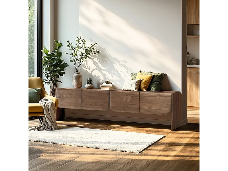 ROMY - Meuble TV 4 portes en bois de mindi